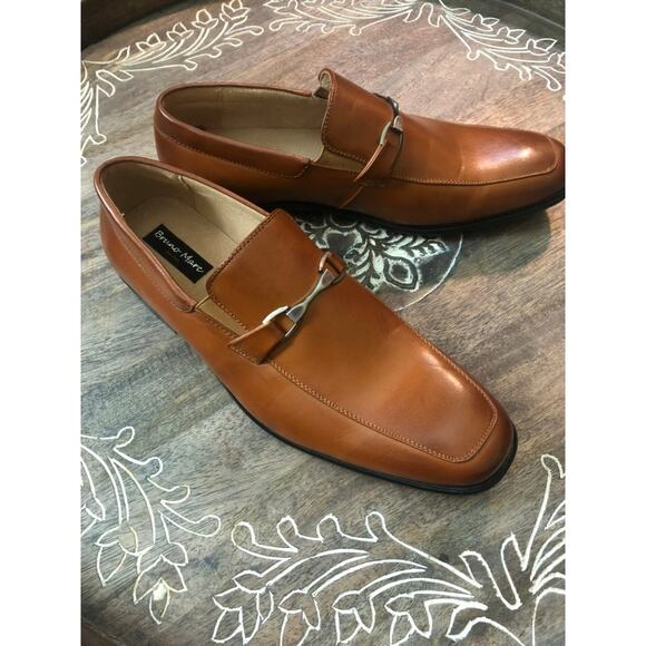 Men's Bruno Marc Square Toe Brown Leather Dress Shoes- Size 13 - Picture 3 of 8